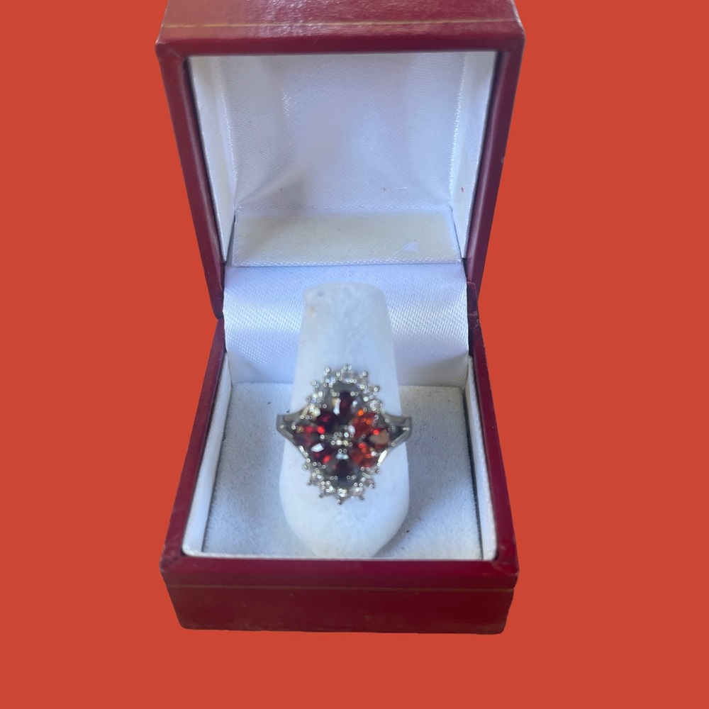 Elegant Orange and CZ Fashion Gemstone Ring